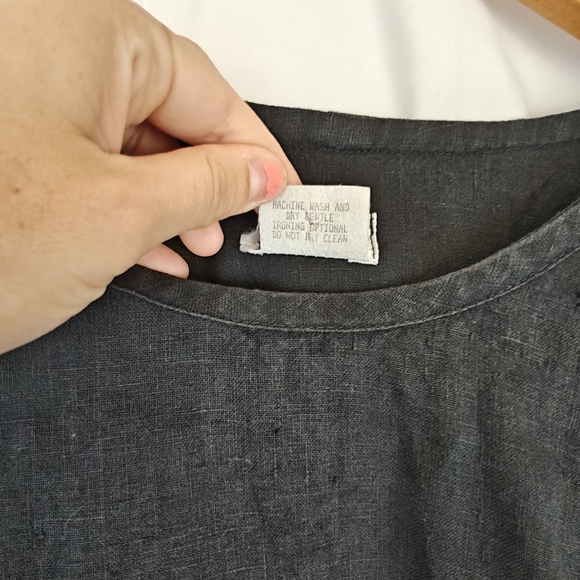 FLAX By Angelheart Vintage Linen Black Long Sleeve T-Shirt Size Large Women's - Picture 6 of 12